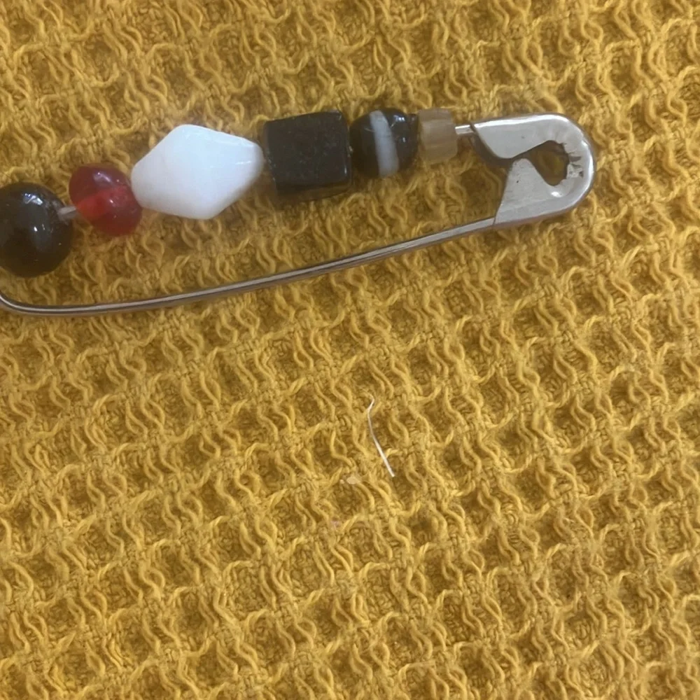 Beaded Safety Pin Brooch